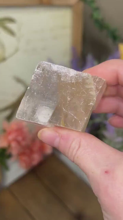 Raw Optical Calcite with Rainbows