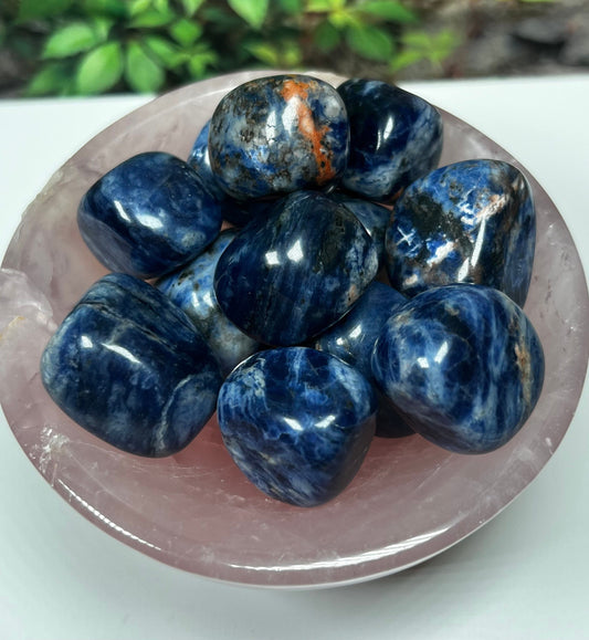 High Quality Sodalite Tumble | Dark Blue Sodalite | Peach Sodalite