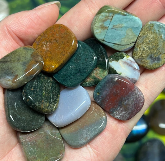 Sea Jasper Coin | Small Crystals | Crystal Gridding | Pocket Crystals