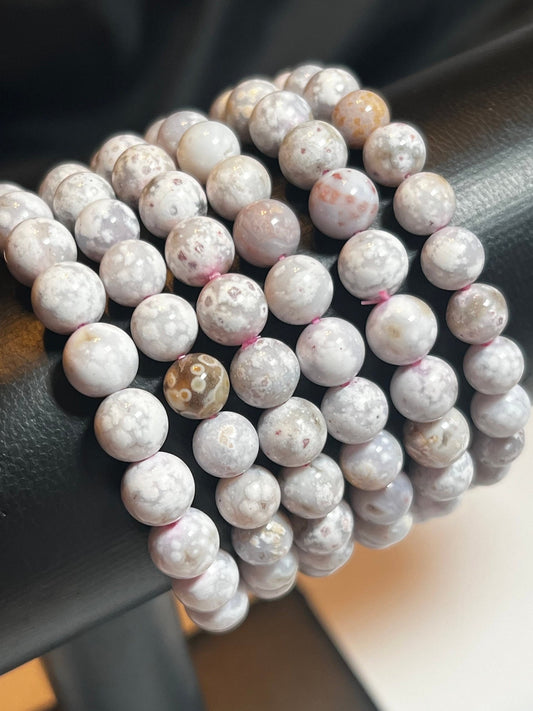 White Ocean Jasper Bracelet | Unique Crystals | Crystal Jewelry | 8mm Crystal Bracelet