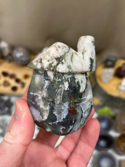Cute Moss Agate House with Chimney