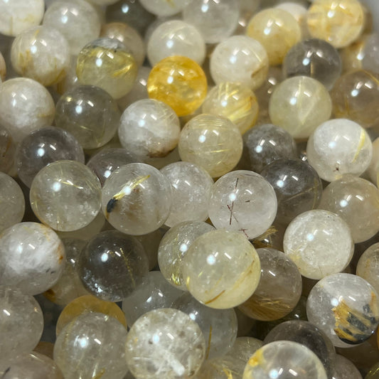 Tiny Gold Rutile Quartz Sphere | Golden Rutilated Quartz | Tiny Crystals | Pocket Crystals