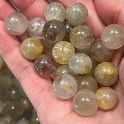 Tiny Gold Rutile Quartz Sphere | Golden Rutilated Quartz | Tiny Crystals | Pocket Crystals