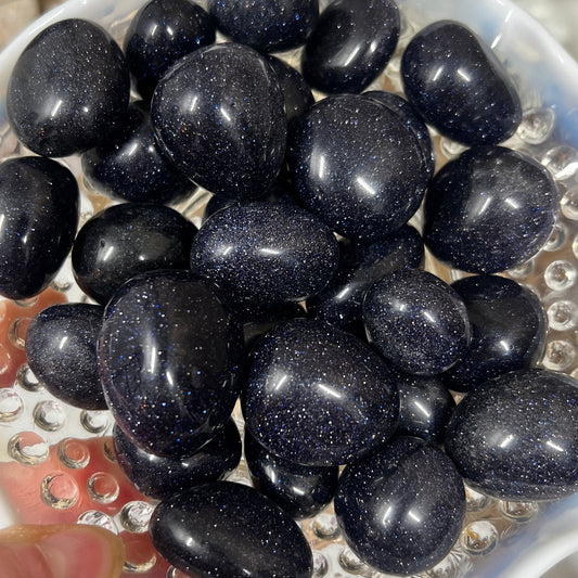 Blue Goldstone Tumble | Blue Sandstone | Manmade Crystals | Sparkly Crystals | Crystal Tumbles