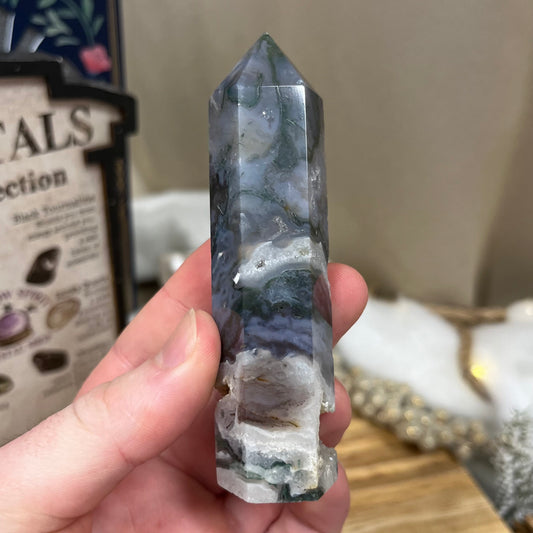 Moss Agate Tower | Druzy Moss Agate