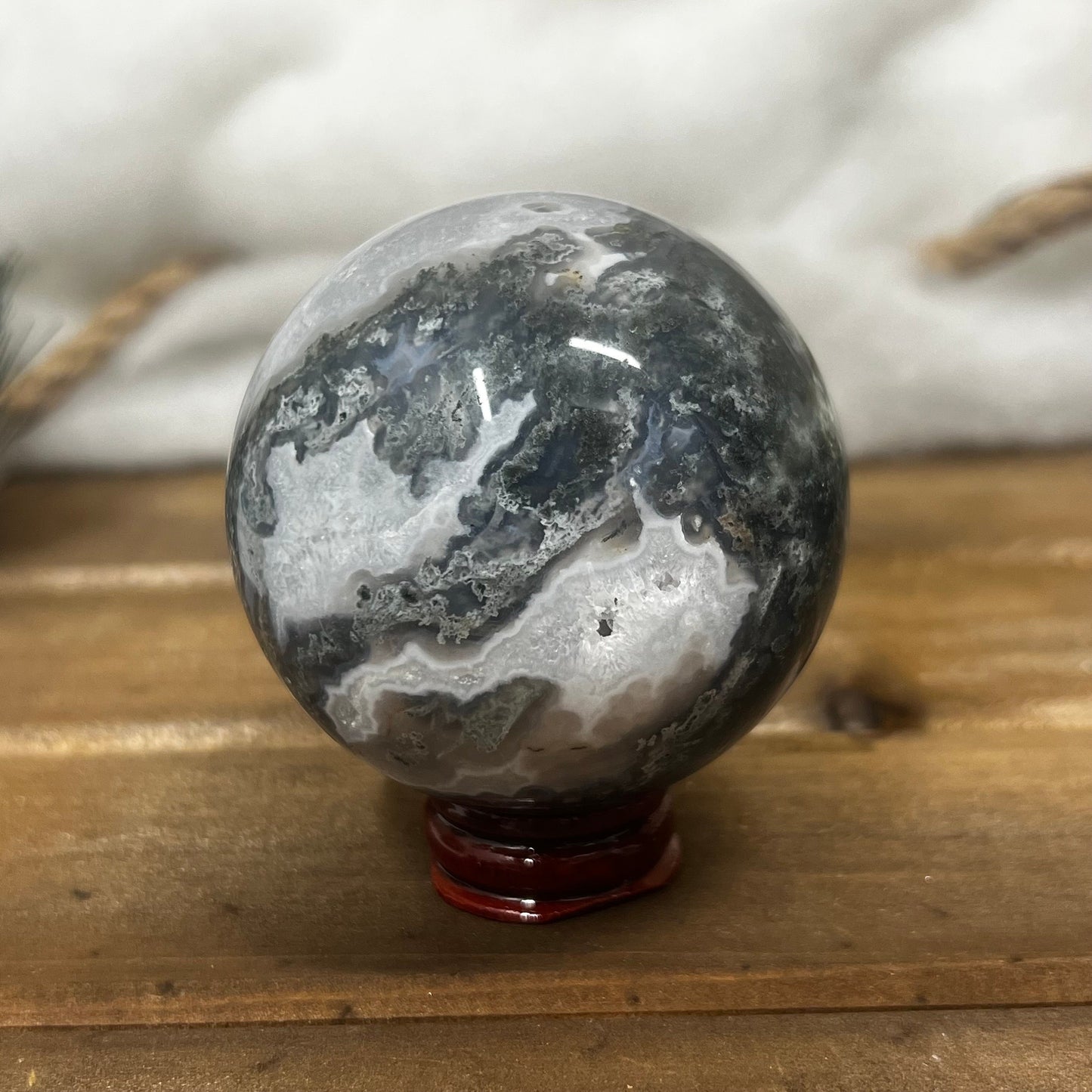 Unique Moss Agate Sphere | High Quality Moss Agate | Druzy Moss Agate Sphere