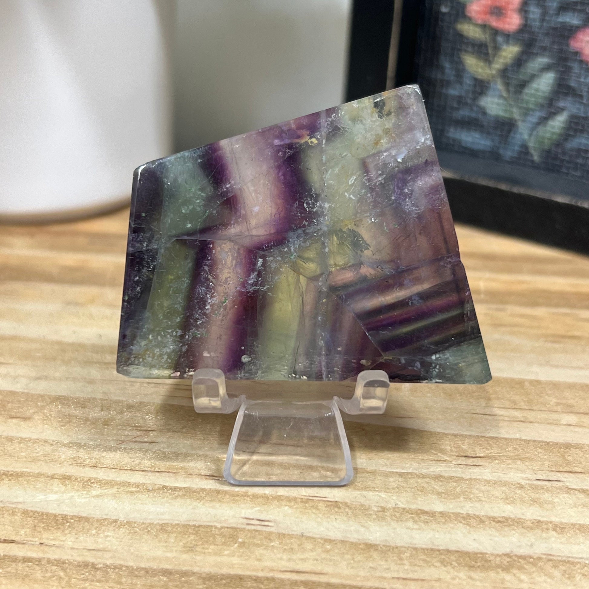 Mini Rainbow Fluorite Slab with Stand