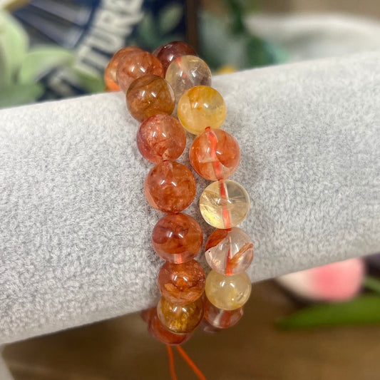 High Quality Fire Quartz and Golden Healer Crystal Bracelet | Golden Healer Quartz | Fire Quartz Bracelet | 10mm Crystal Braceler